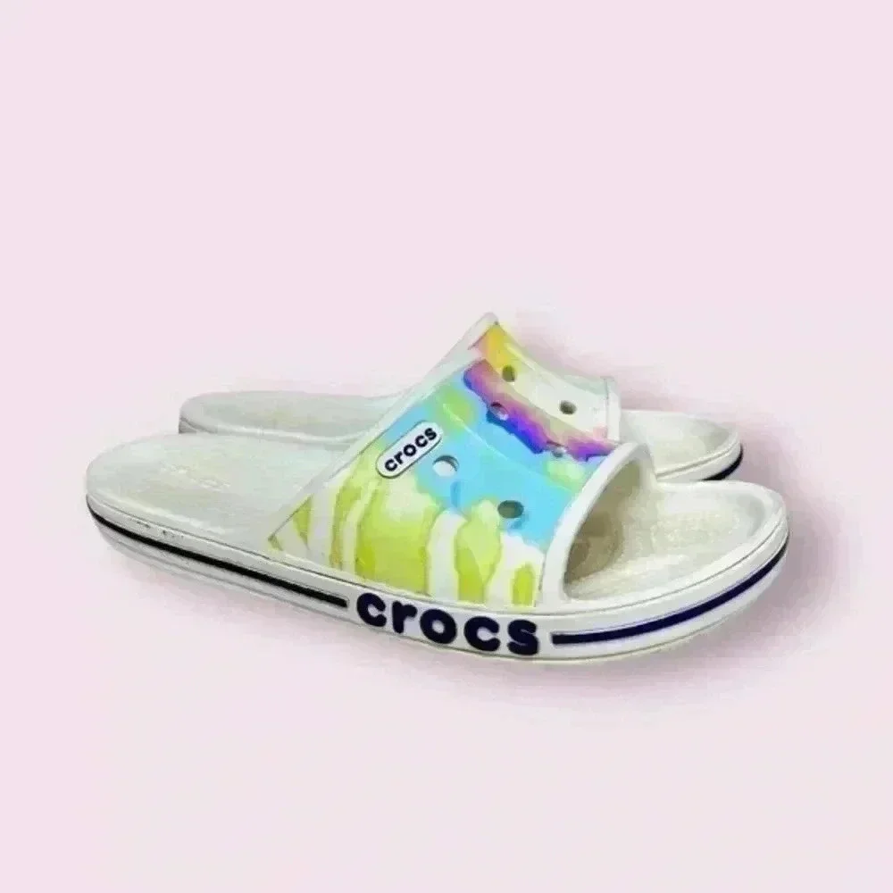 Crocs Bayaband Pastel Tie Dye Mania Slide Sandals Mens Size 7 Lightweight Iconic